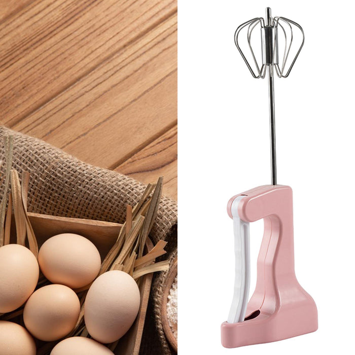 Crofta Semi Automatic Whisk Versatile Egg Mixing Tool for Stirring Beating Blending pink