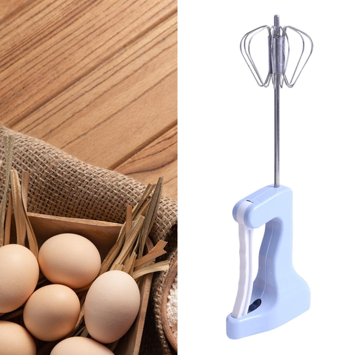 Crofta Semi Automatic Whisk Versatile Egg Mixing Tool for Stirring Beating Blending blue