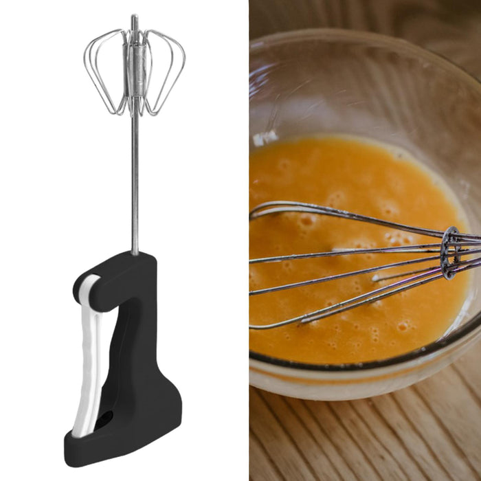 Crofta Semi Automatic Whisk Versatile Egg Mixing Tool for Stirring Beating Blending black