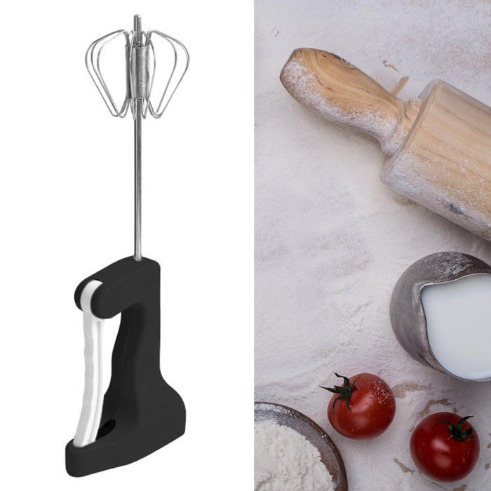 Crofta Semi Automatic Whisk Versatile Egg Mixing Tool for Stirring Beating Blending black