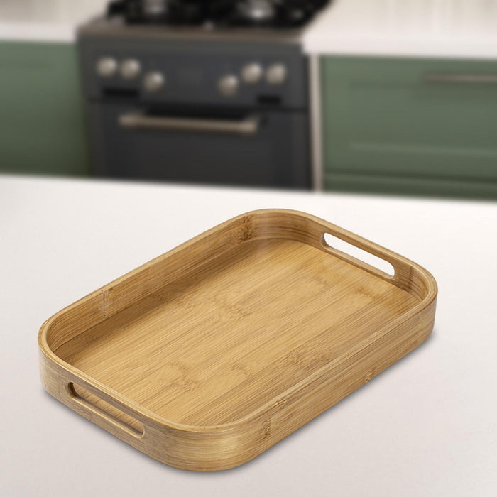 Crofta Bamboo Serving Tray Food Trays Decorative Tray for Living Room S