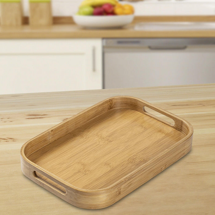 Crofta Bamboo Serving Tray Food Trays Decorative Tray for Living Room S