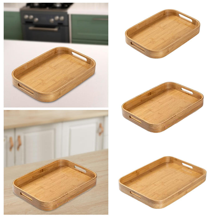 Crofta Bamboo Serving Tray Food Trays Decorative Tray for Living Room S