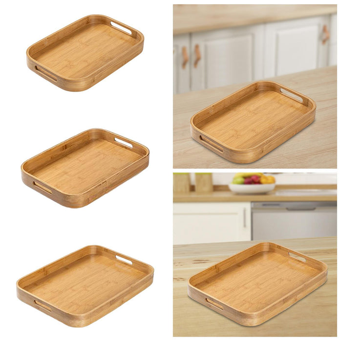 Crofta Bamboo Serving Tray Food Trays Decorative Tray for Living Room S