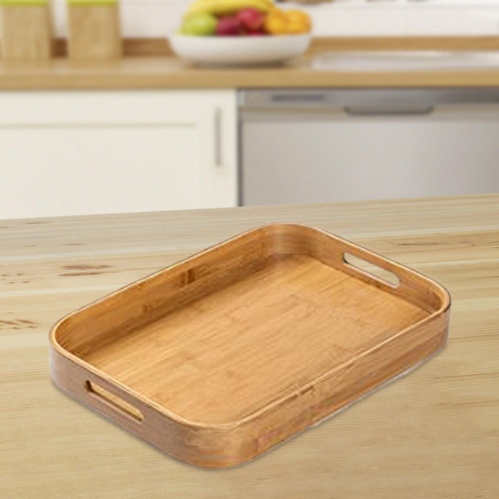 Crofta Bamboo Serving Tray Food Trays Decorative Tray for Living Room M