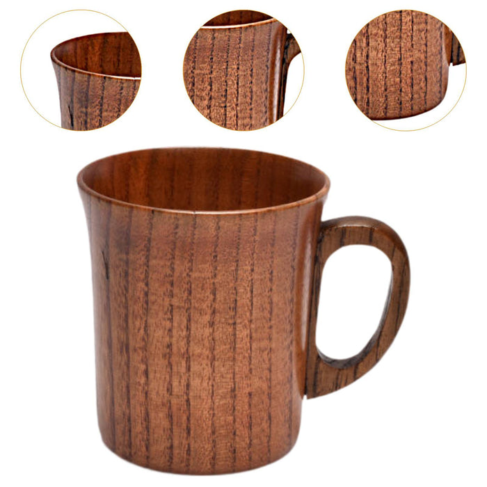 Crofta Wooden Cup Milk Portable Small Cold or Hot Drinks Polished Simple Coffee Mug L