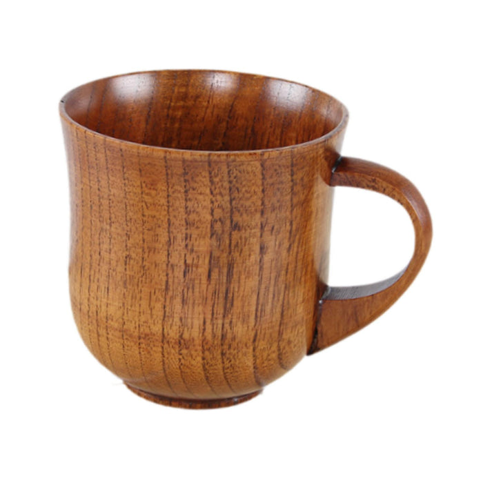 Crofta Wooden Cup Small Polished Simple Milk with Handle Drinking Cup Retro Tea Cup