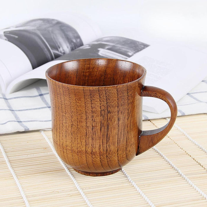 Crofta Wooden Cup Small Polished Simple Milk with Handle Drinking Cup Retro Tea Cup