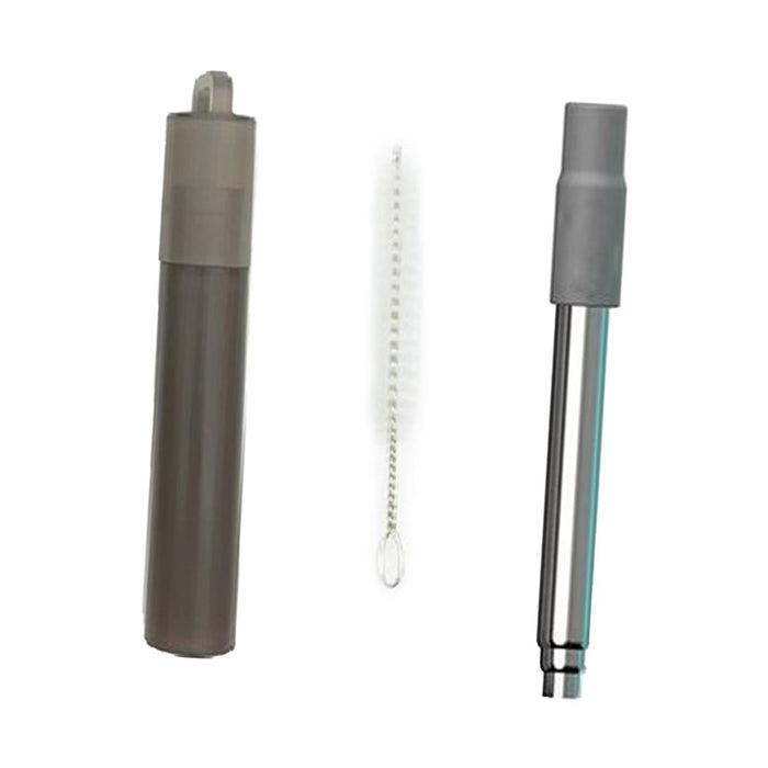 Crofta Reusable Straw Retractable for Drinking Keychain Gifts Long Telescopic Straw grey