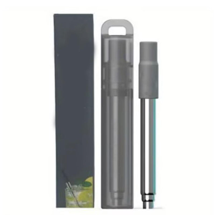 Crofta Reusable Straw Retractable for Drinking Keychain Gifts Long Telescopic Straw grey