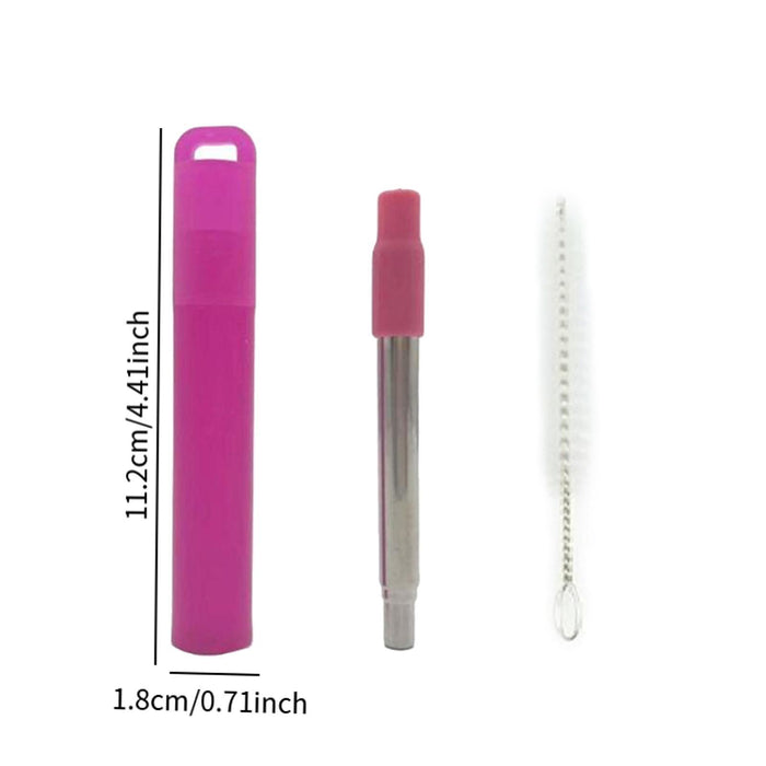 Crofta Reusable Straw Retractable for Drinking Keychain Gifts Long Telescopic Straw violet