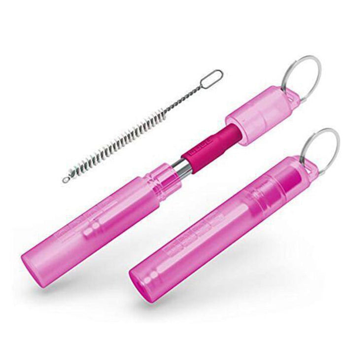 Crofta Reusable Straw Retractable for Drinking Keychain Gifts Long Telescopic Straw violet