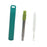 Crofta Reusable Straw Retractable for Drinking Keychain Gifts Long Telescopic Straw green