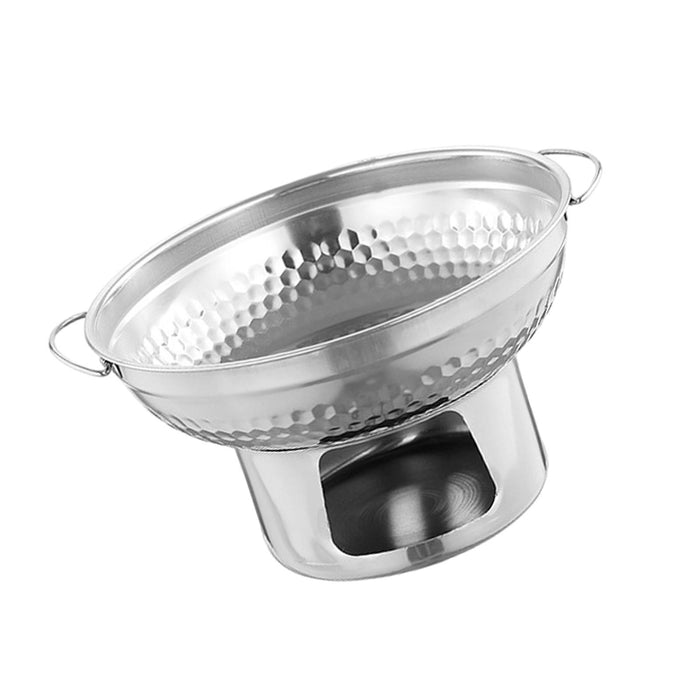 Crofta Alcohol Stoveup Hot Warmer Round Chafing Dish for Hotels Home Outdoor 21.2x12.7cm silvery