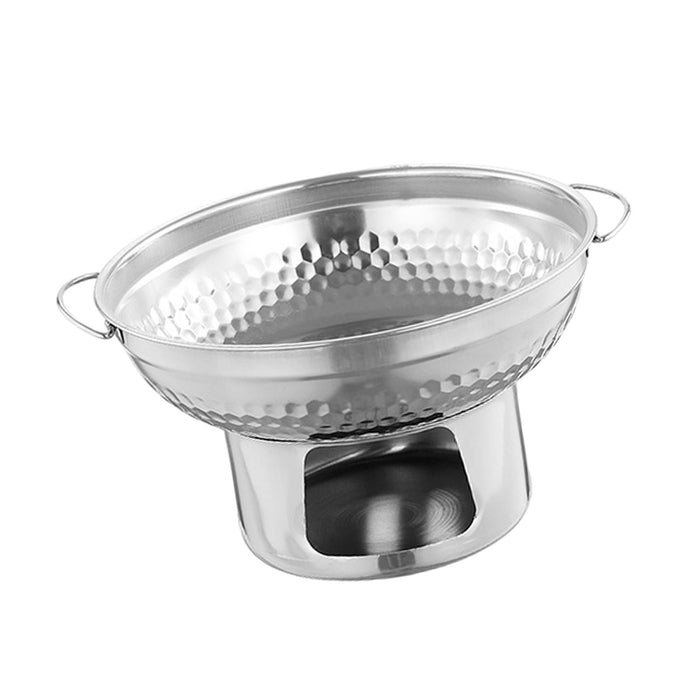 Crofta Alcohol Stoveup Hot Warmer Round Chafing Dish for Hotels Home Outdoor 21.2x12.7cm silvery