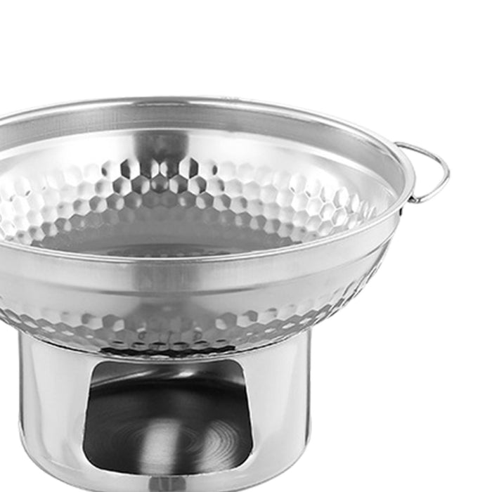 Crofta Alcohol Stoveup Hot Warmer Round Chafing Dish for Hotels Home Outdoor 21.2x12.7cm silvery