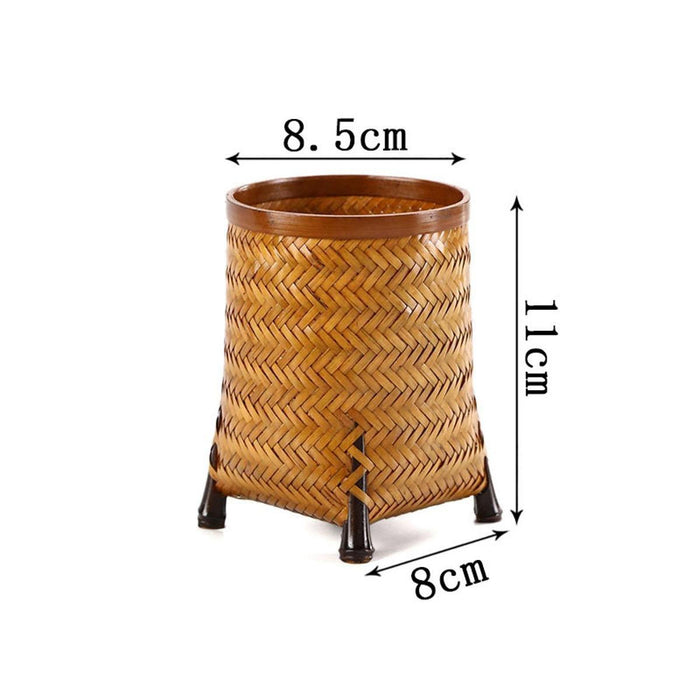 Crofta Hand Woven Basket Bamboo Tea Tools Organizer for Home Office Tea Accessories