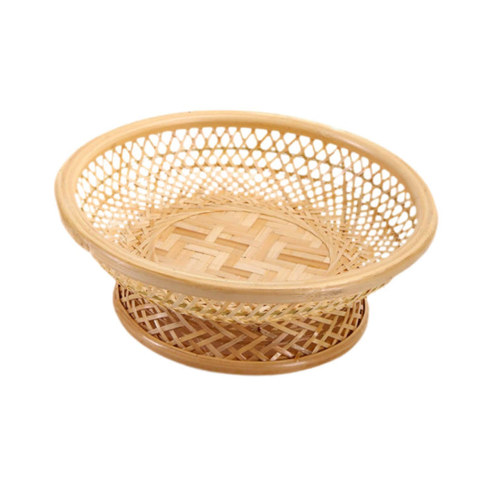 Crofta Fruit Basket Organizer Food Display Decor Woven Tray for Camping Picnic Cafe