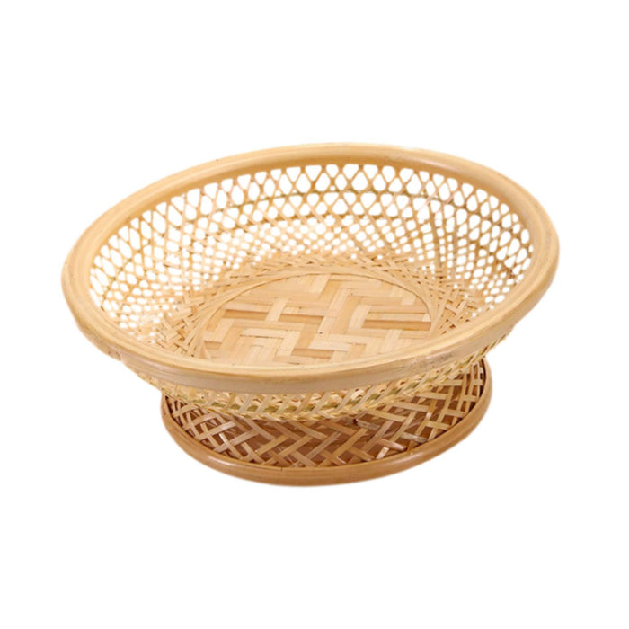 Crofta Fruit Basket Organizer Food Display Decor Woven Tray for Camping Picnic Cafe