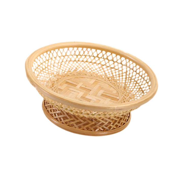 Crofta Fruit Basket Organizer Food Display Decor Woven Tray for Camping Picnic Cafe