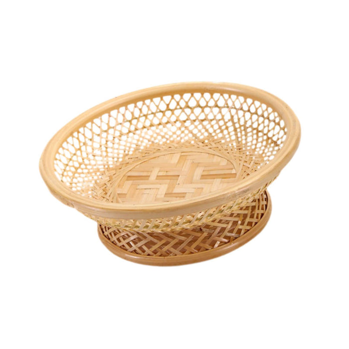 Crofta Fruit Basket Organizer Food Display Decor Woven Tray for Camping Picnic Cafe