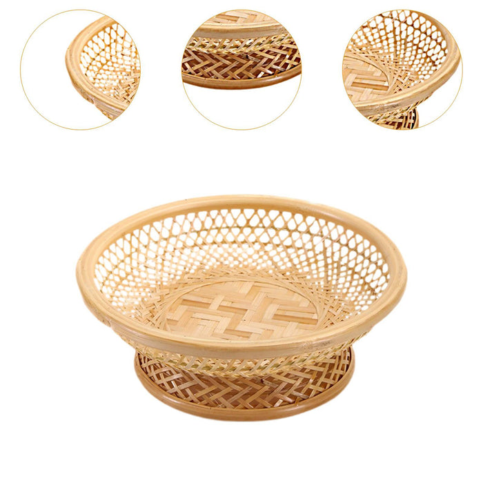 Crofta Fruit Basket Organizer Food Display Decor Woven Tray for Camping Picnic Cafe