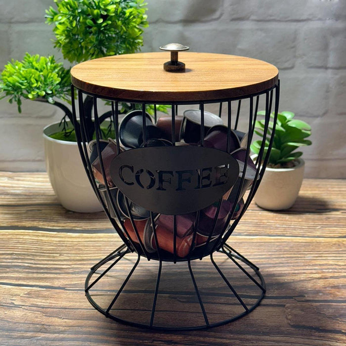 Crofta Coffee Pod Holder Container Reusable Versatile for Cafe Home Kitchen Counter black with lid