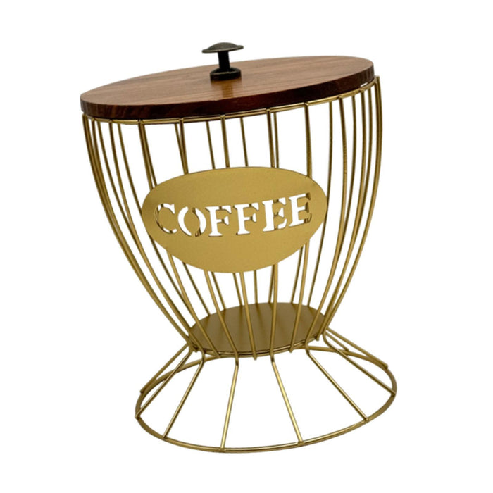 Crofta Coffee Pod Holder Container Reusable Versatile for Cafe Home Kitchen Counter gold with lid