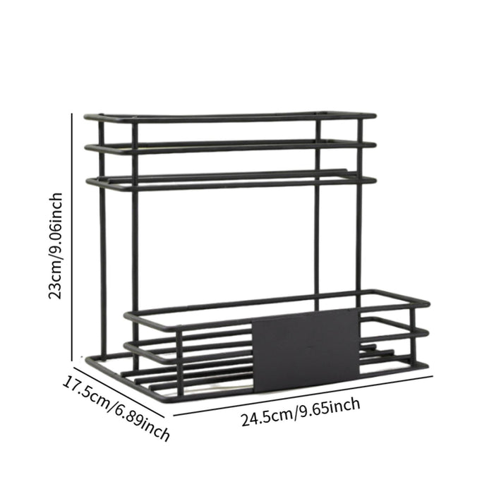 Syrup Bottle Display Stand Metal Storage Rack for Tabletop Pantry Coffee Bar 24.5x17.5x23cm