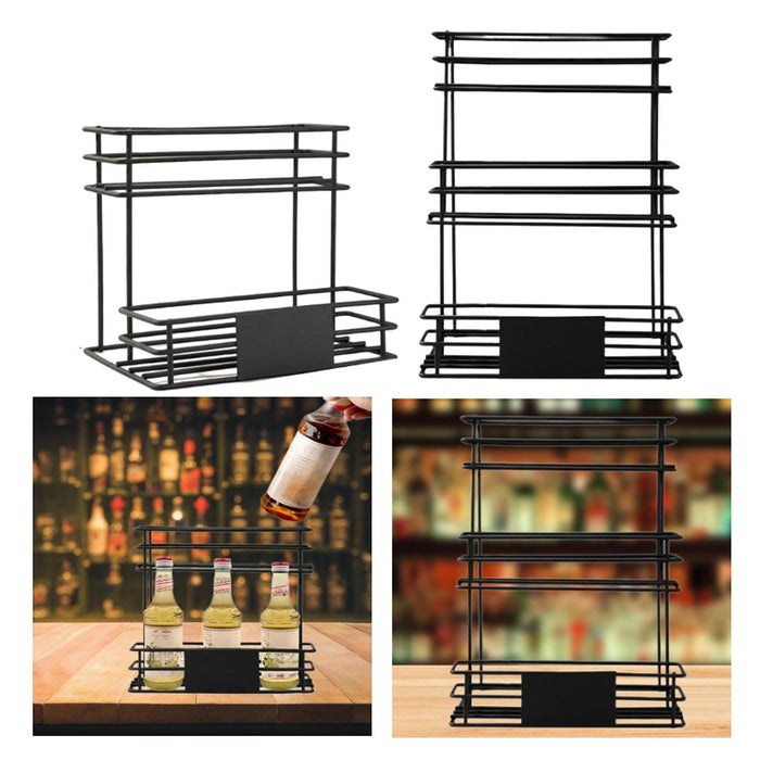 Syrup Bottle Display Stand Metal Storage Rack for Tabletop Pantry Coffee Bar 24.5x17.5x23cm