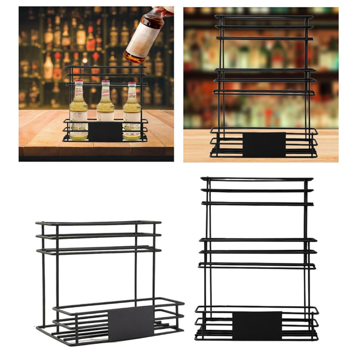 Syrup Bottle Display Stand Metal Storage Rack for Tabletop Pantry Coffee Bar 24.5x17.5x23cm