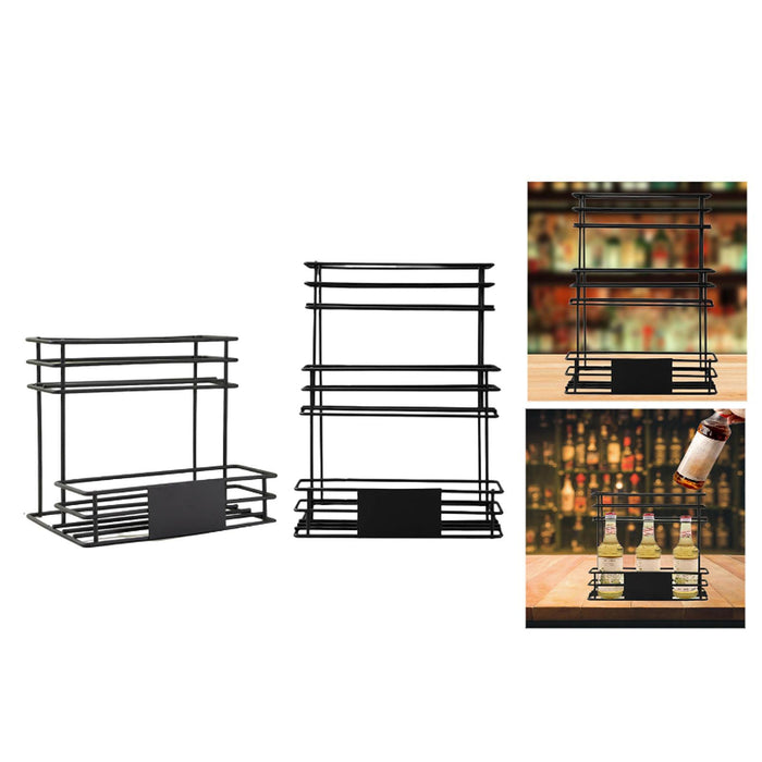 Syrup Bottle Display Stand Metal Storage Rack for Tabletop Pantry Coffee Bar 24.5x17.5x23cm