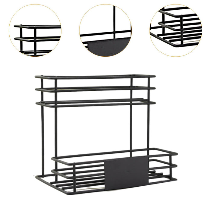 Syrup Bottle Display Stand Metal Storage Rack for Tabletop Pantry Coffee Bar 24.5x17.5x23cm