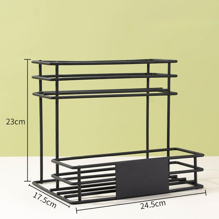 Syrup Bottle Display Stand Metal Storage Rack for Tabletop Pantry Coffee Bar 24.5x17.5x23cm