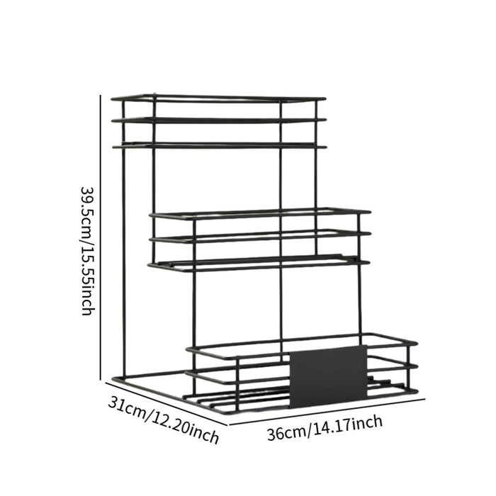 Syrup Bottle Display Stand Metal Storage Rack for Tabletop Pantry Coffee Bar 36x31x39.5cm