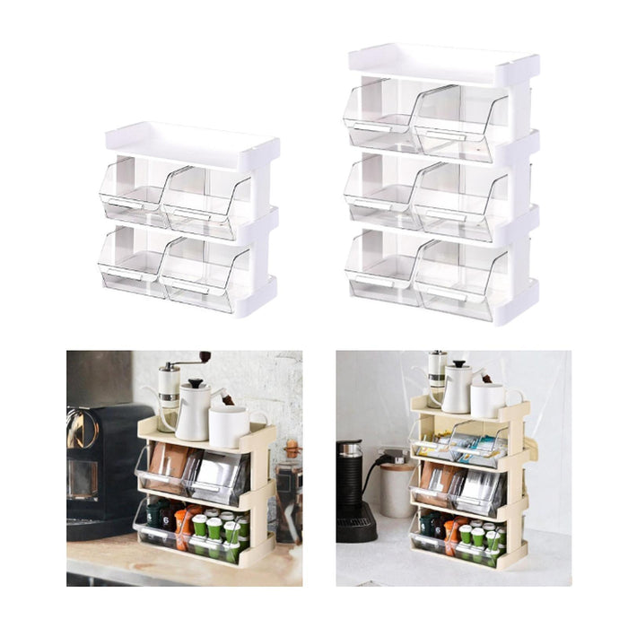 Crofta Tea Storage Box with Dividers Tea Bags Organizer for Desktop Cabinet Bedroom 3 tier