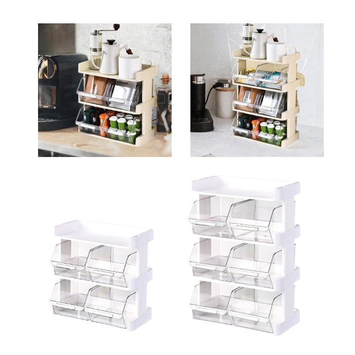 Crofta Tea Storage Box with Dividers Tea Bags Organizer for Desktop Cabinet Bedroom 3 tier