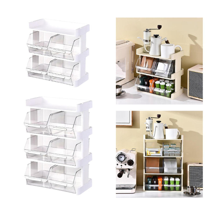 Crofta Tea Storage Box with Dividers Tea Bags Organizer for Desktop Cabinet Bedroom 3 tier