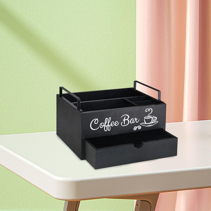 Crofta Coffee Station Organizer Coffee and Tea Condiment Storage Organizer for Cafe Style A