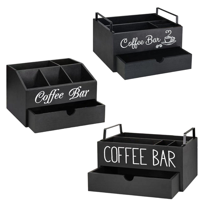 Crofta Coffee Station Organizer Coffee and Tea Condiment Storage Organizer for Cafe Style A