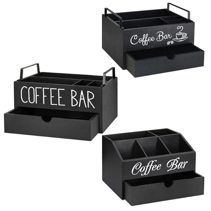 Crofta Coffee Station Organizer Coffee and Tea Condiment Storage Organizer for Cafe Style A