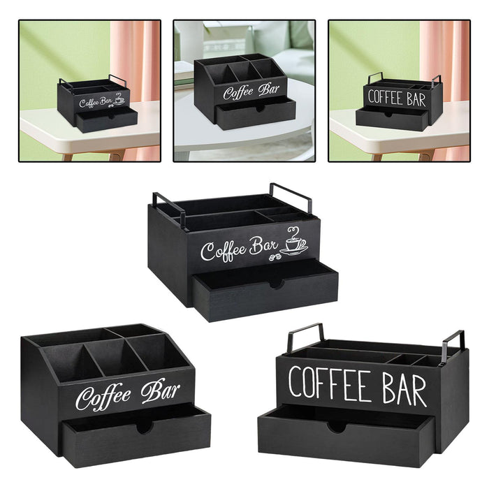 Crofta Coffee Station Organizer Coffee and Tea Condiment Storage Organizer for Cafe Style A