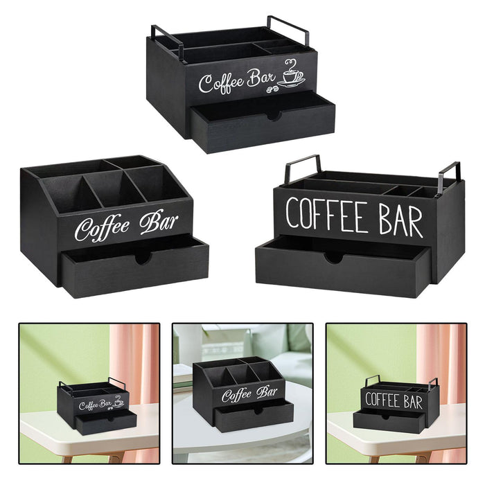 Crofta Coffee Station Organizer Coffee and Tea Condiment Storage Organizer for Cafe Style A