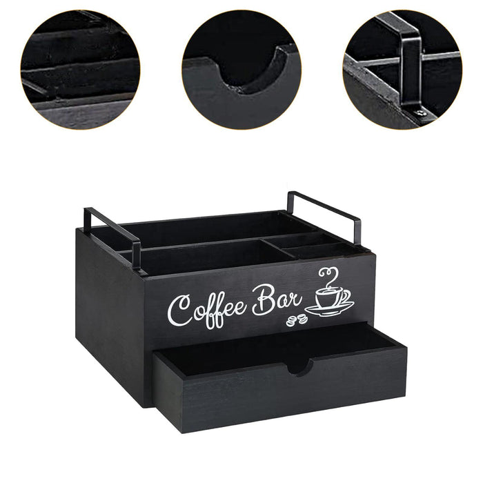 Crofta Coffee Station Organizer Coffee and Tea Condiment Storage Organizer for Cafe Style A