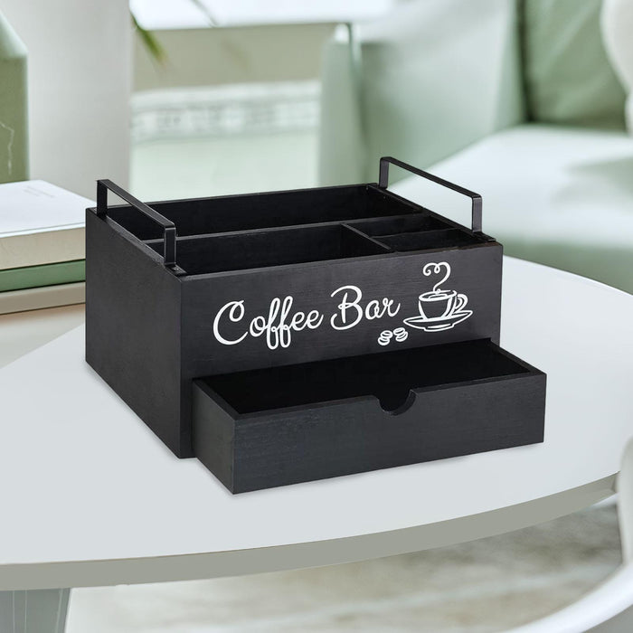 Crofta Coffee Station Organizer Coffee and Tea Condiment Storage Organizer for Cafe Style A