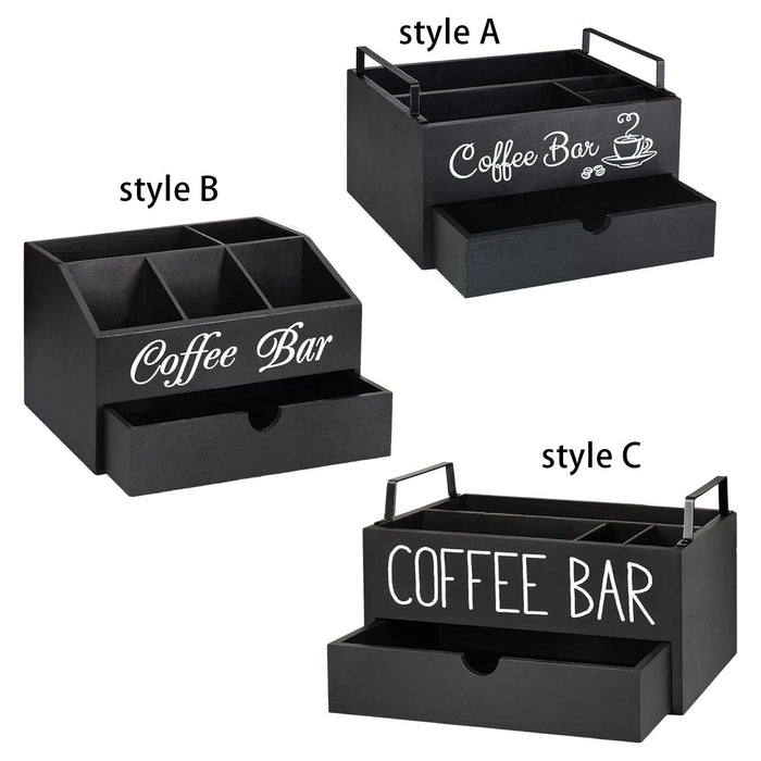 Crofta Coffee Station Organizer Coffee and Tea Condiment Storage Organizer for Cafe Style B