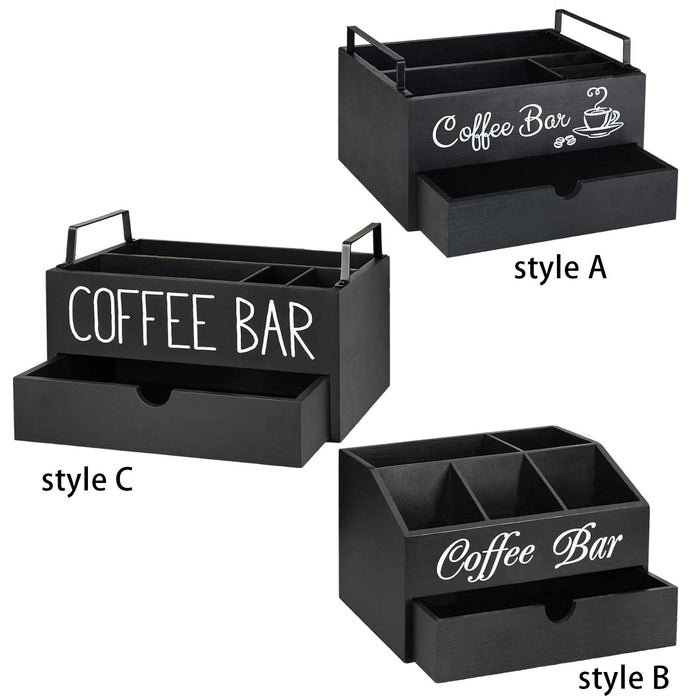 Crofta Coffee Station Organizer Coffee and Tea Condiment Storage Organizer for Cafe Style B