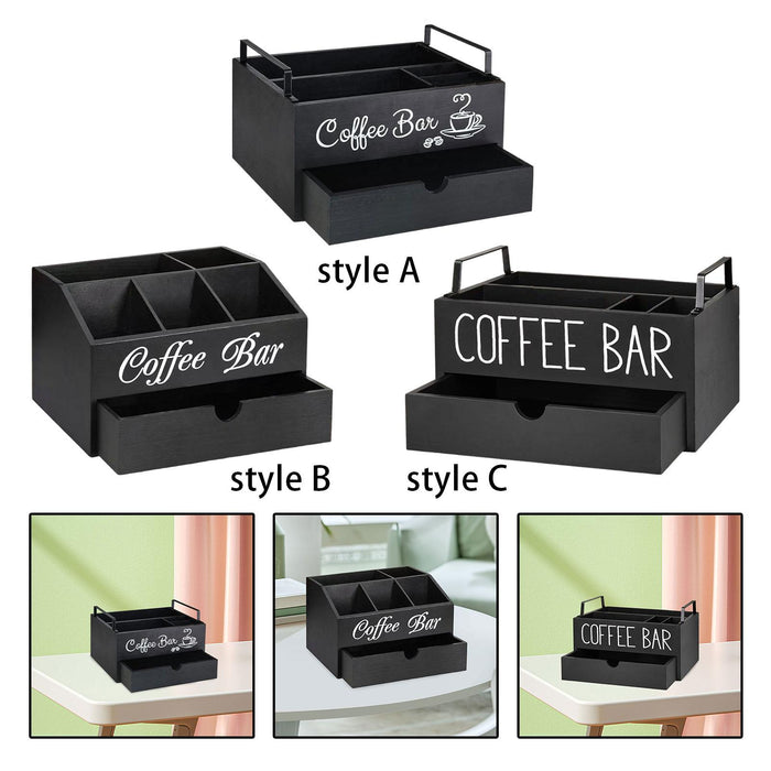 Crofta Coffee Station Organizer Coffee and Tea Condiment Storage Organizer for Cafe Style B