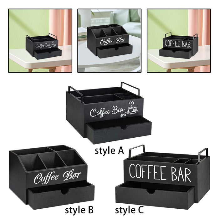 Crofta Coffee Station Organizer Coffee and Tea Condiment Storage Organizer for Cafe Style B