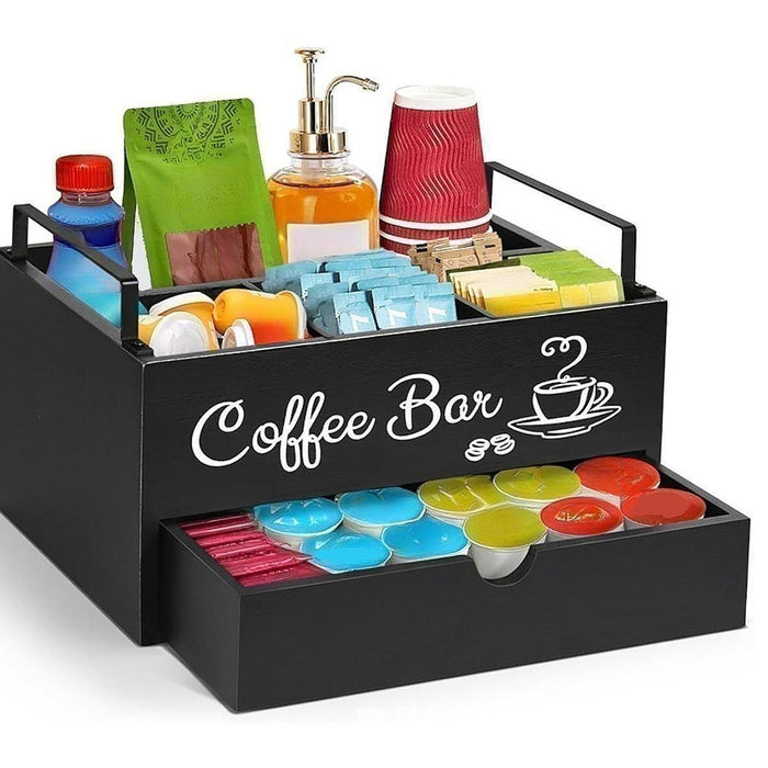 Crofta Coffee Station Organizer Coffee and Tea Condiment Storage Organizer for Cafe Style B